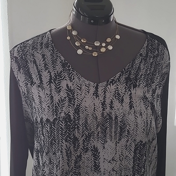 Croft Barrow Lady's Top/tunic  Black Gray Long SLV Mixed Media 💥💥💥💥💥 - Picture 5 of 9